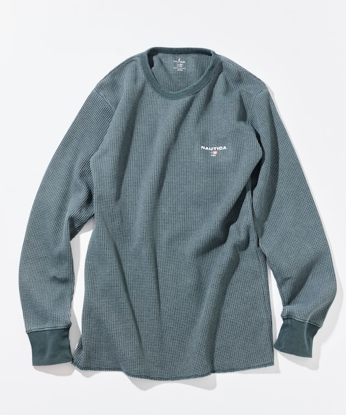 Essentials タイトフィット L/S クルーネック ワッフル ピグメントTシャツ
