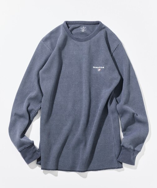 Essentials タイトフィット L/S クルーネック ワッフル ピグメントTシャツ