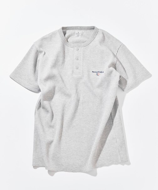 Essentials タイトフィット S/S ヘンリーネック ワッフルTシャツ