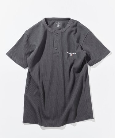 Essentials タイトフィット S/S ヘンリーネック ワッフルTシャツ