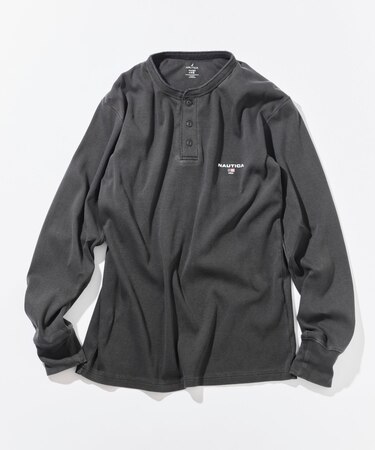 Essentials タイトフィット L/S ヘンリーネック ピグメントTシャツ