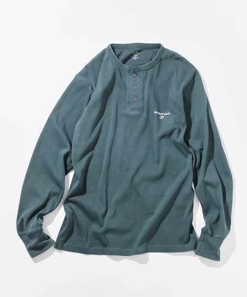 Essentials タイトフィット L/S ヘンリーネック ピグメントTシャツ