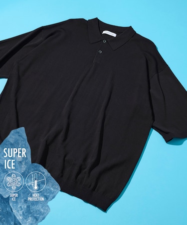 【新色追加】 SUPER ICE / スーパーアイス ショートスリーブ ポロネック ニット / 接触冷感