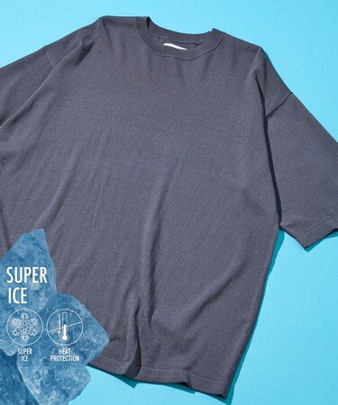 【新色追加】 SUPER ICE / スーパーアイス クルーネック ニットTシャツ / 接触冷感