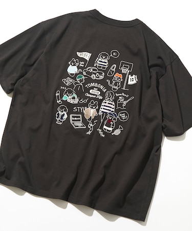 tombonia/トムボニア バックプリント クルーネックTシャツ/キャンパスライフ