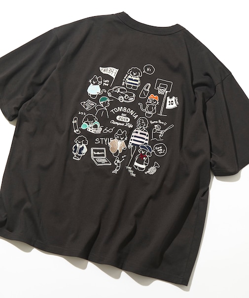 tombonia/トムボニア バックプリント クルーネックTシャツ/キャンパスライフ