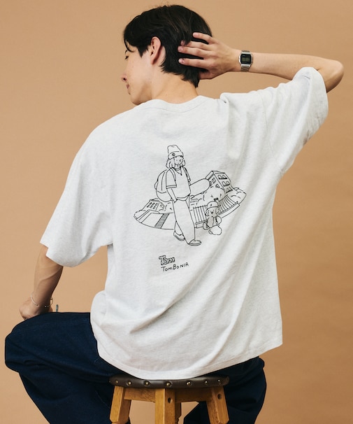 tombonia/トムボニア バックプリント クルーネック ポケットTシャツ/スケートボーイ