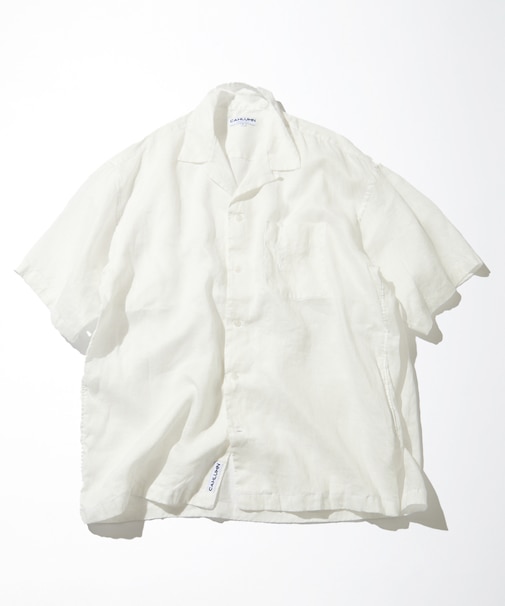 Linen Open Collar Short Sleeve Shirt