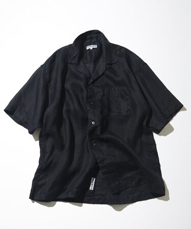 Linen Open Collar Short Sleeve Shirt