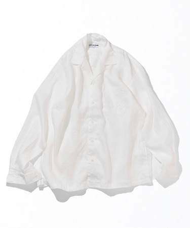 Linen Open Collar Long Sleeve Shirt