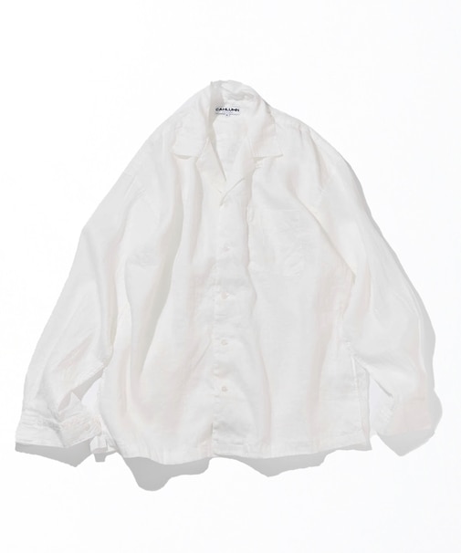 Linen Open Collar Long Sleeve Shirt