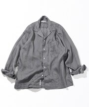 Linen Open Collar Long Sleeve Shirt