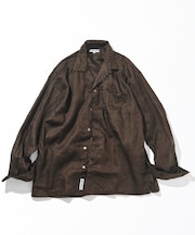 Linen Open Collar Long Sleeve Shirt