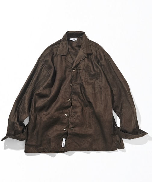 Linen Open Collar Long Sleeve Shirt