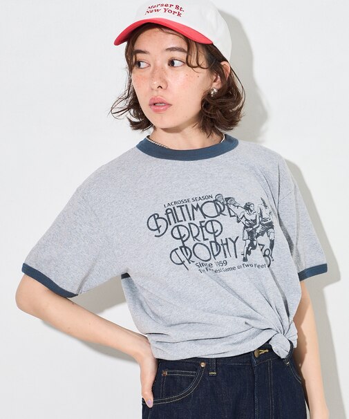 SPORTS PRINT RINGER T-SHIRT