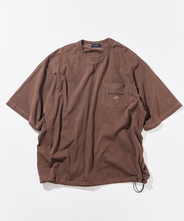 リラックスフィット フラッグロゴ ヘムコード ポケットTシャツ / ピグメント