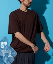 SUPER ICE / スーパーアイス ヘンリーネック スピンドルTシャツ 接触冷感 / 吸水速乾 / UVカット