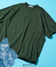 SUPER ICE / スーパーアイス ヘンリーネック スピンドルTシャツ 接触冷感 / 吸水速乾 / UVカット
