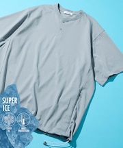 SUPER ICE / スーパーアイス ヘンリーネック スピンドルTシャツ 接触冷感 / 吸水速乾 / UVカット