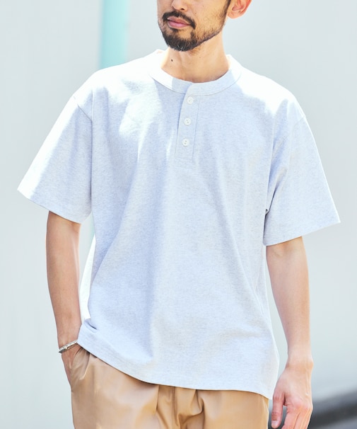 HEAVY WEIGHT/ヘビーウェイト ショートスリーブ ヘンリーネック Tシャツ/10.5オンス