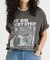フォトプリント 花刺繍 クルーネック Tシャツ