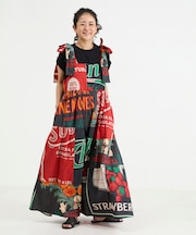 インド FEEDBAGプリント 肩リボン キャミドレス
