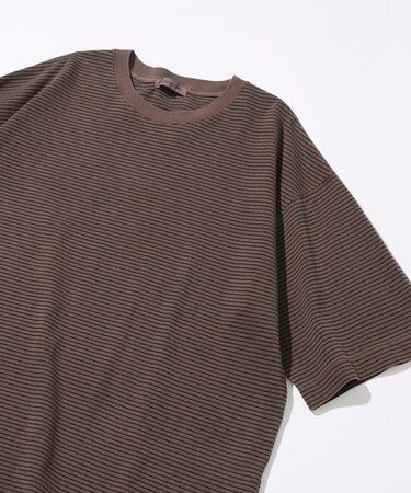 ピグメント加工 ピンボーダー リラックスフィットTシャツ