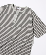 マルチボーダー ヘンリーネック 半袖Tシャツ