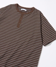 マルチボーダー ヘンリーネック 半袖Tシャツ