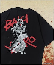 刃牙 「地上最強の親子喧嘩」 プリント クルーネック Tシャツ