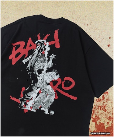 刃牙 「地上最強の親子喧嘩」 プリント クルーネック Tシャツ