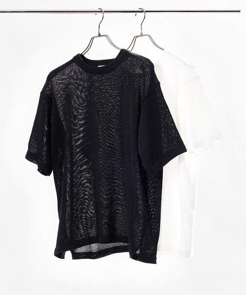 シアーニット＆コットンTシャツ レイヤードセット