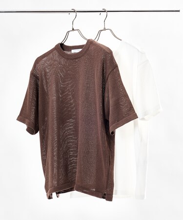 シアーニット＆コットンTシャツ レイヤードセット