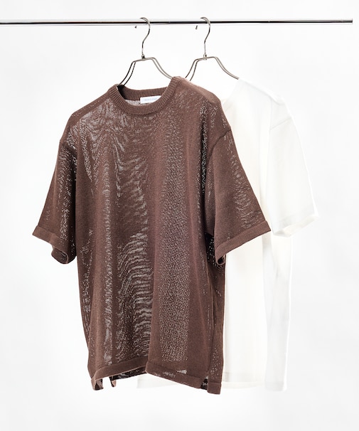 シアーニット＆コットンTシャツ レイヤードセット