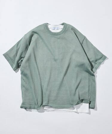 シアーニット＆コットンTシャツ レイヤードセット