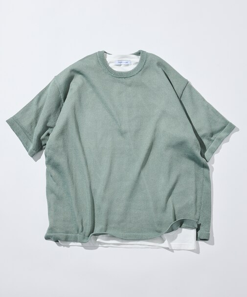シアーニット＆コットンTシャツ レイヤードセット
