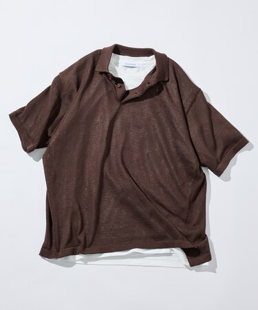 シアーニット ポロシャツ＆コットンTシャツ レイヤードセット