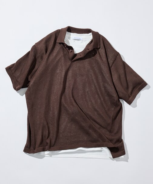 シアーニット ポロシャツ＆コットンTシャツ レイヤードセット