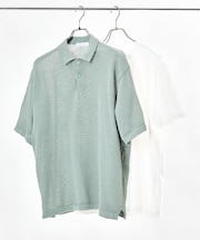 シアーニット ポロシャツ＆コットンTシャツ レイヤードセット