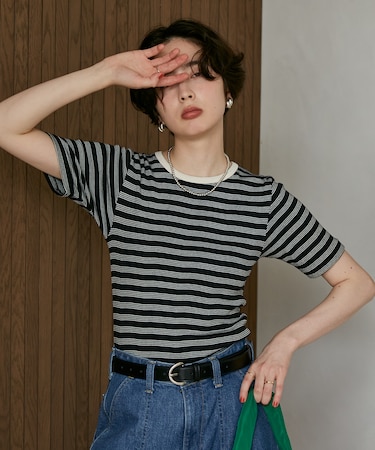 別注 Panel Rib Half Sleeve Tee