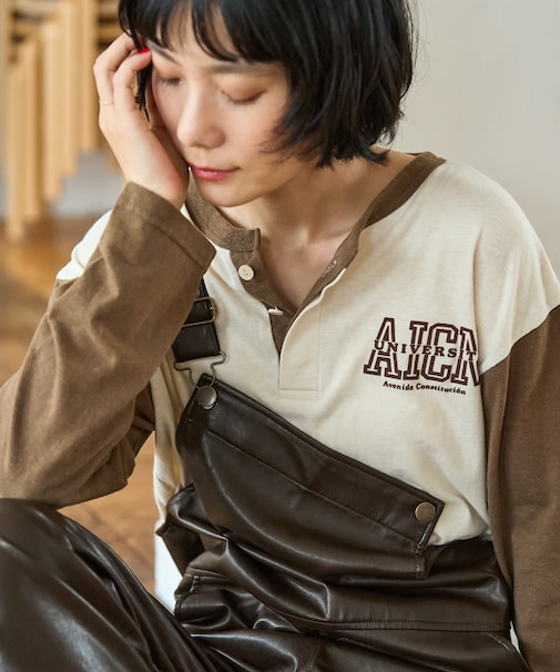 ヘンリーネック フットボール ロゴＴシャツ