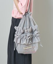 メッシュフリル 巾着バッグ