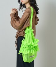 メッシュフリル 巾着バッグ