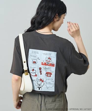 ”HELLO KITTY' 目隠し コミックプリントTシャツ