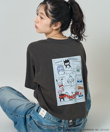 ”HAPIDANBUI” 目隠しコミック柄 プリントTシャツ