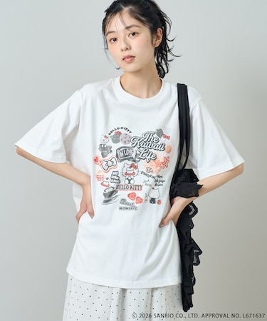 'HELLO KITTY' コラージュ プリントTシャツ