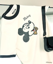 【MICKEY MOUSE】 Leopard logo ringer Tシャツ/ミッキーマウス