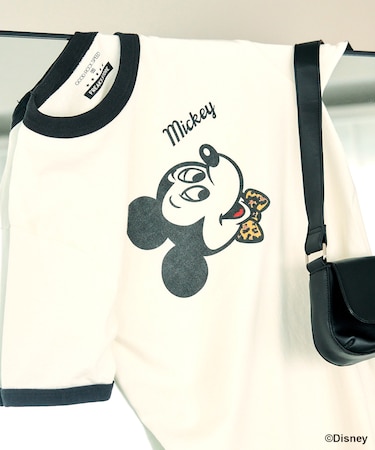 【MICKEY MOUSE】 Leopard logo ringer Tシャツ/ミッキーマウス