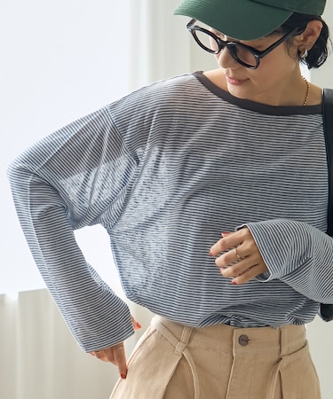 シアーボーダーリンガーTシャツ