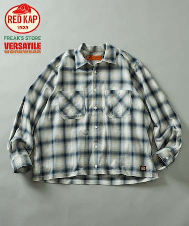 RED KAP × FREAK'S STORE 別注 クロップド フランネル ロングスリーブ ワークシャツ